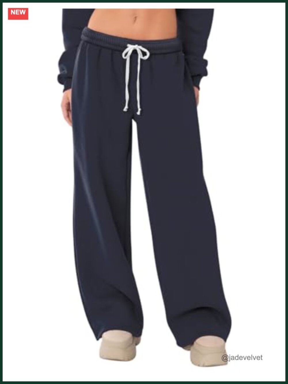 Wide Leg Baggy Fleece Lined Sweatpants High Waisted Drawstring Pockets
